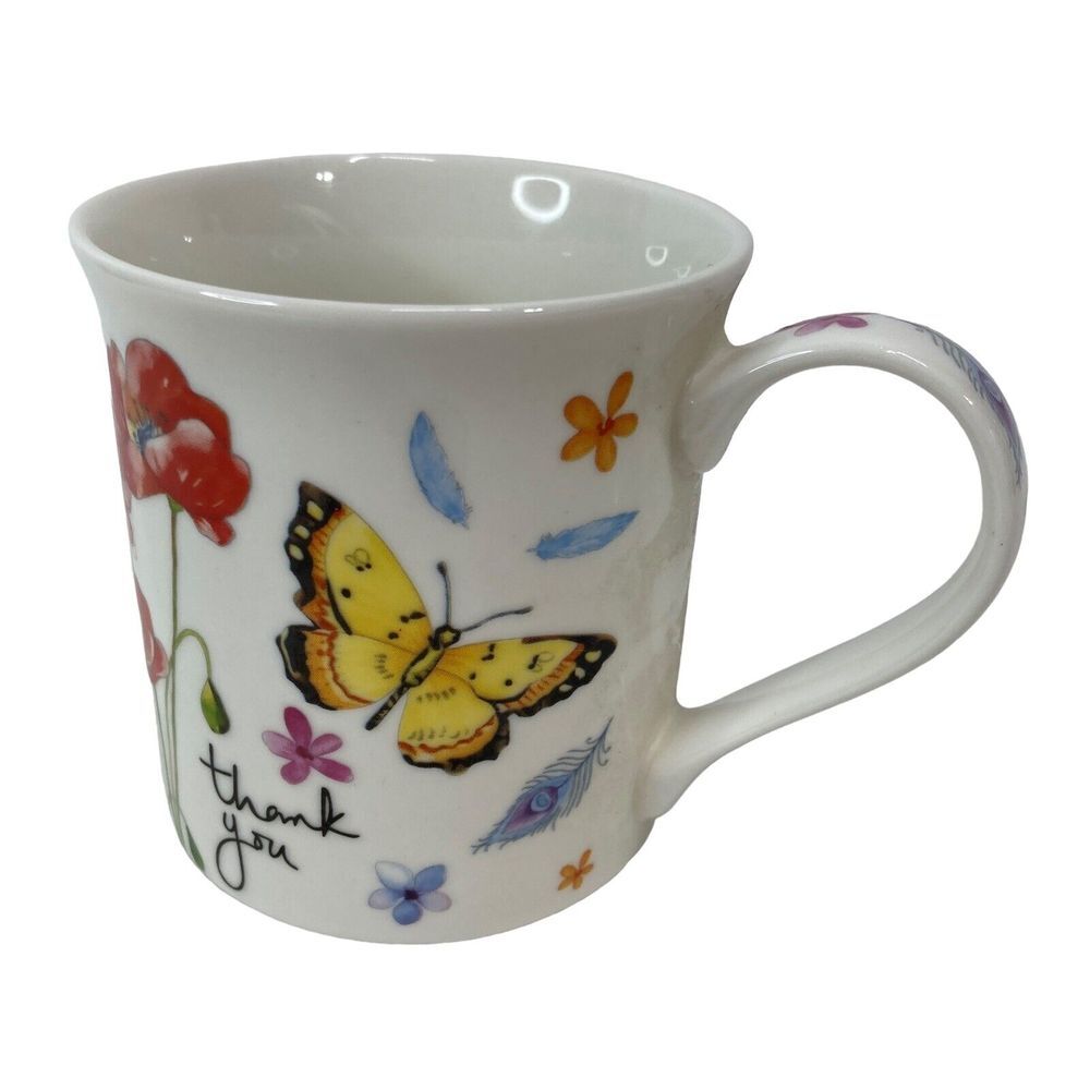 Burton & Burton Thank You Floral with Butterfly Coffee Mug Floral‎ Multi Color